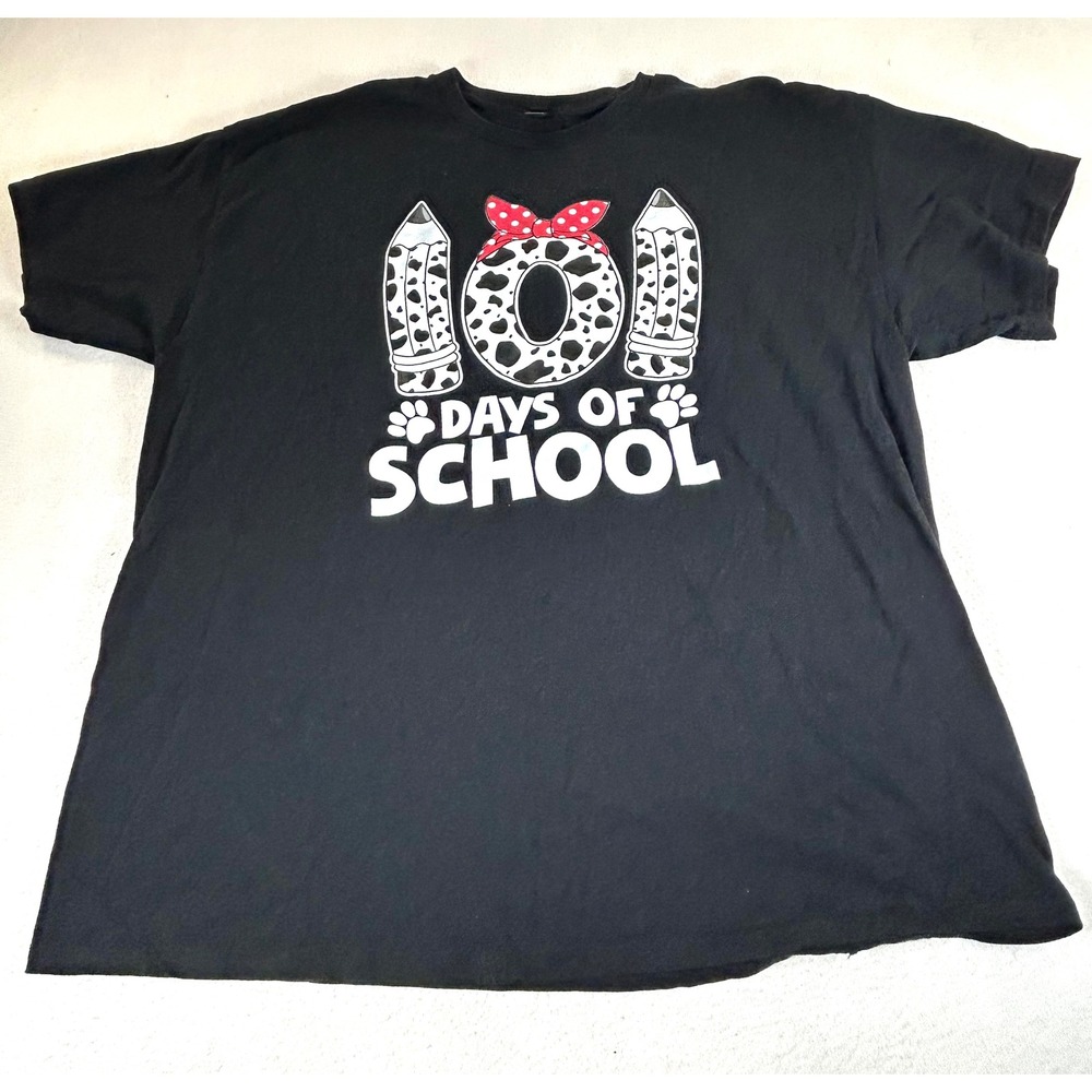 Gildan T-Shirt Women 2XL Black 101 Days of School Teacher Life Graphic Tee‎